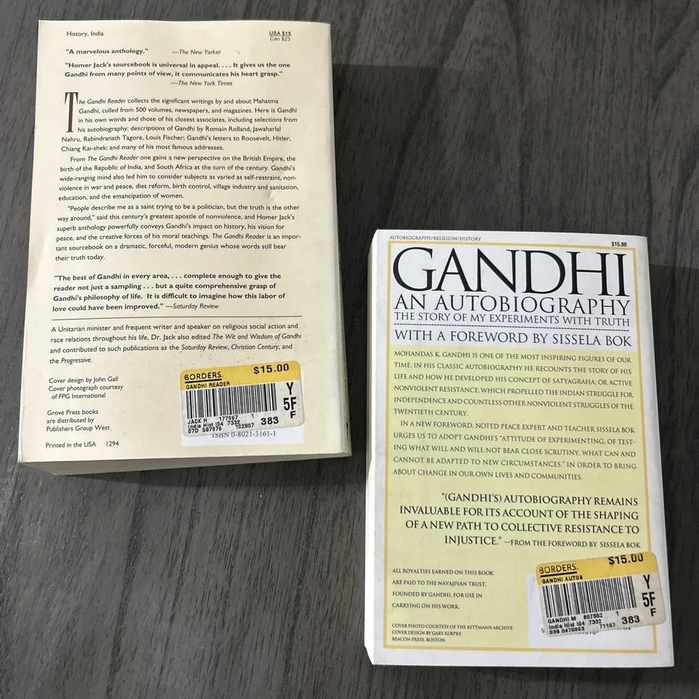 Gandhi Lot of 2 Books: Gandhi Reader + Autobiography  Read